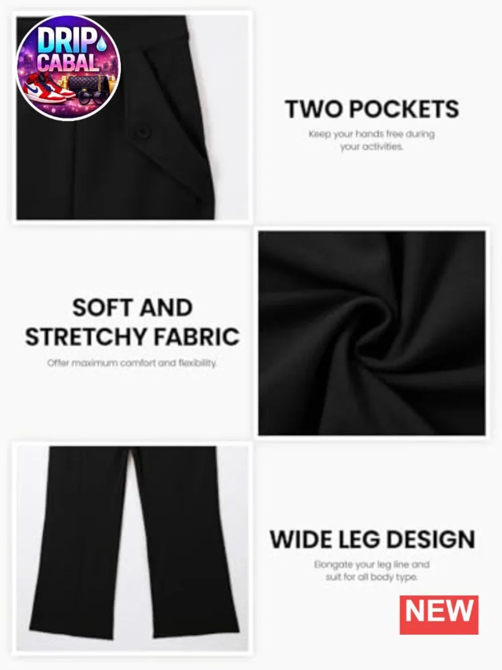 Plus Size High Waist Wide Leg Dressy Work Pants Stretch Business Casual Trousers
